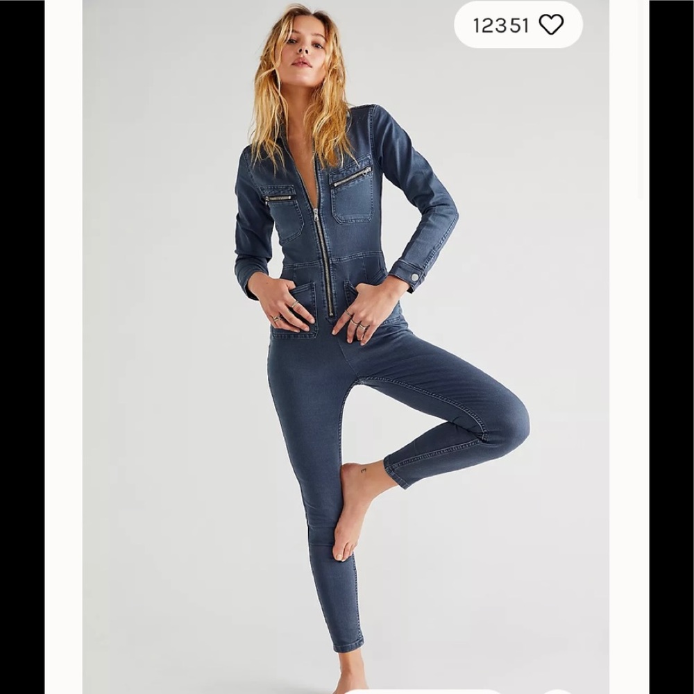 Free People Lennox Denim Jumpsuit